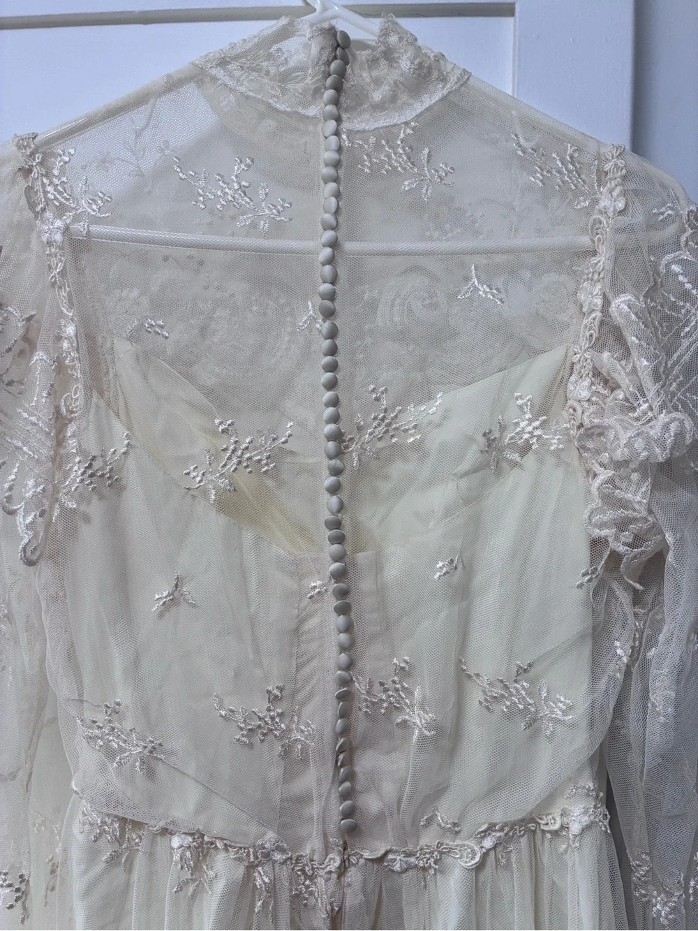 Vintage Alfred Angelo Wedding Dress Ivory Lace Cottagecore Victorian Style